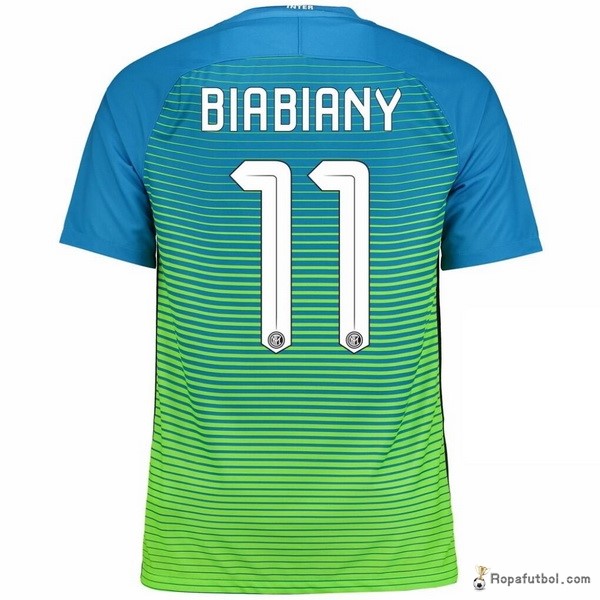 Camiseta Inter de Milán Replica Tercera Ropa Biabiany 2016/17 Azul Verde